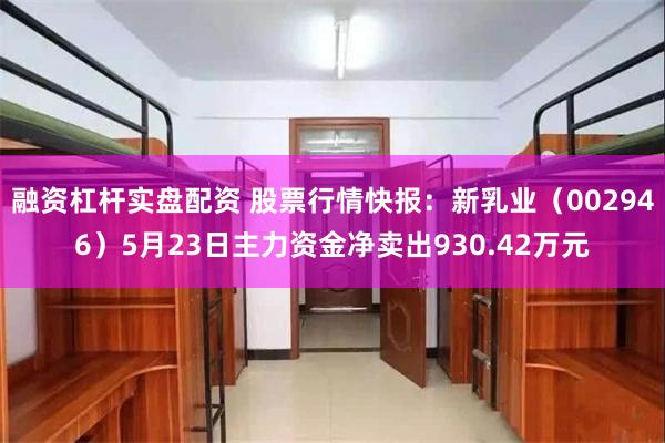 融资杠杆实盘配资 股票行情快报：新乳业（002946）5月23日主力资金净卖出930.42万元