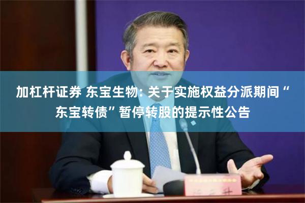 加杠杆证券 东宝生物: 关于实施权益分派期间“东宝转债”暂停转股的提示性公告