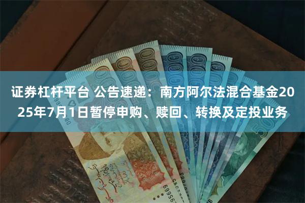 证券杠杆平台 公告速递：南方阿尔法混合基金2025年7月1日暂停申购、赎回、转换及定投业务