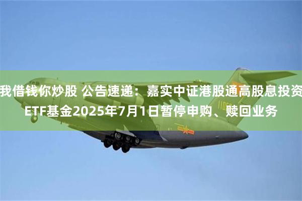 我借钱你炒股 公告速递：嘉实中证港股通高股息投资ETF基金2025年7月1日暂停申购、赎回业务